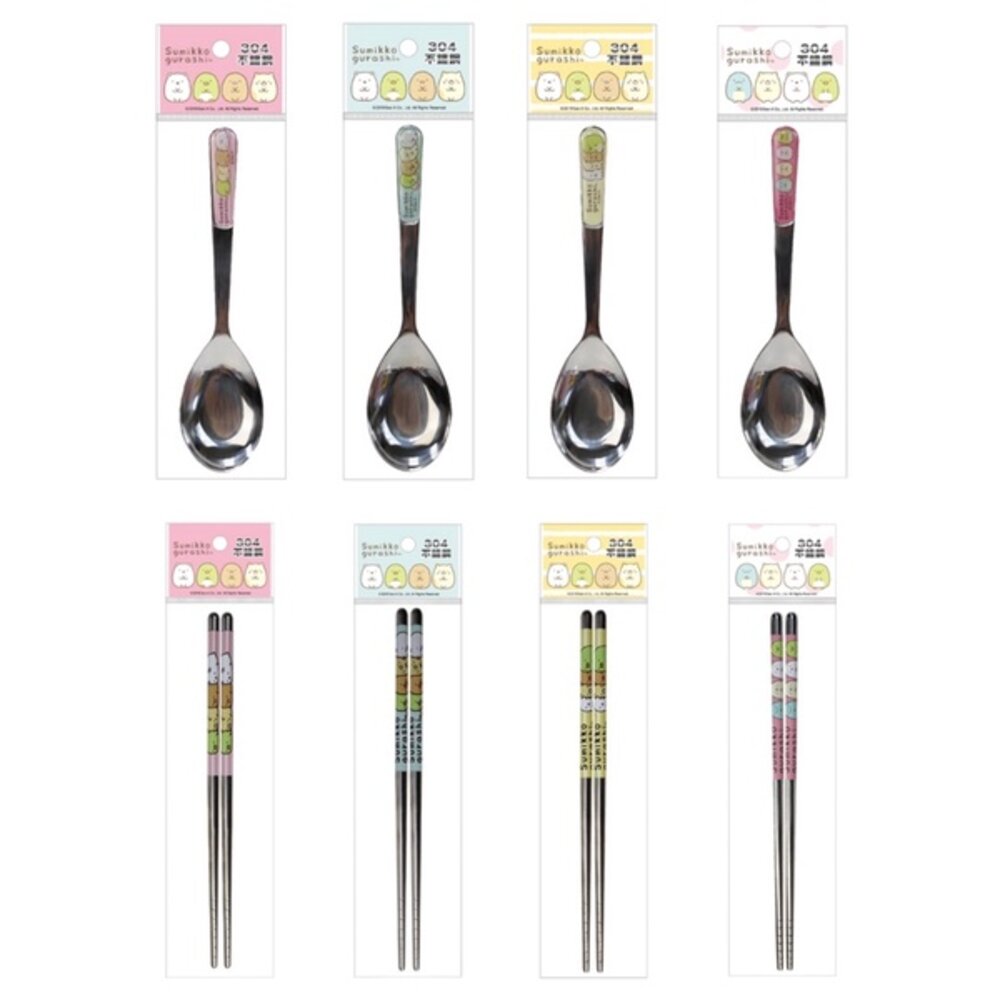 000356-媽媽買 角落 麵包超人 佩佩豬 拉拉熊 KT 美樂蒂 布丁狗 蠟筆小新 迪士尼 卡娜赫拉 貓福 可愛不鏽鋼 湯匙 筷子