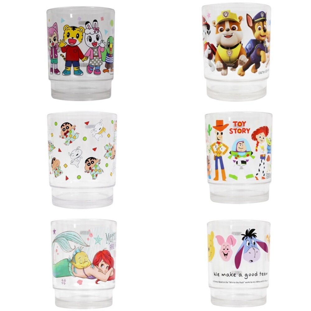 000365-媽媽買 晶瑩水杯 蠟筆小新 迪士尼 玩具總動員 迪士尼公主 維尼 汪汪隊 佩佩豬 角落 三麗鷗 AS晶瑩水杯