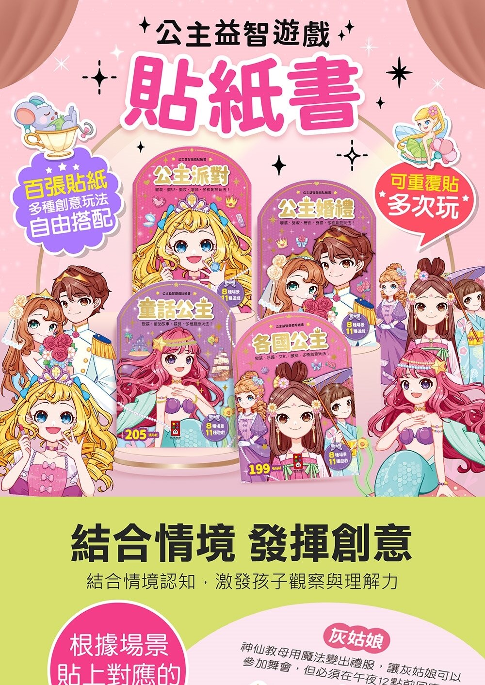 媽媽買 公主益智遊戲貼紙書 風車寶貝 FOOD超人 貼紙書 N次貼 多次貼 換裝貼紙-圖片-9