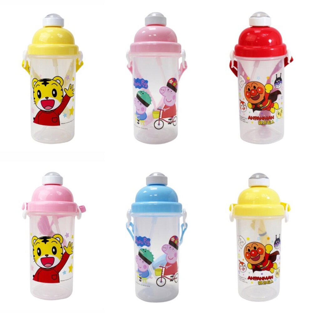 000627-媽媽買 巧虎 佩佩豬 麵包超人 汪汪隊立大功 彈跳水壺 彈蓋水壺 吸管水壺(500ml)