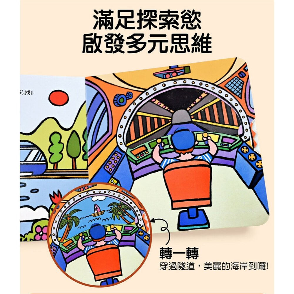 媽媽買 第一本認知推拉轉 風車寶貝 FOOD超人 機關書 厚紙書-圖片-2