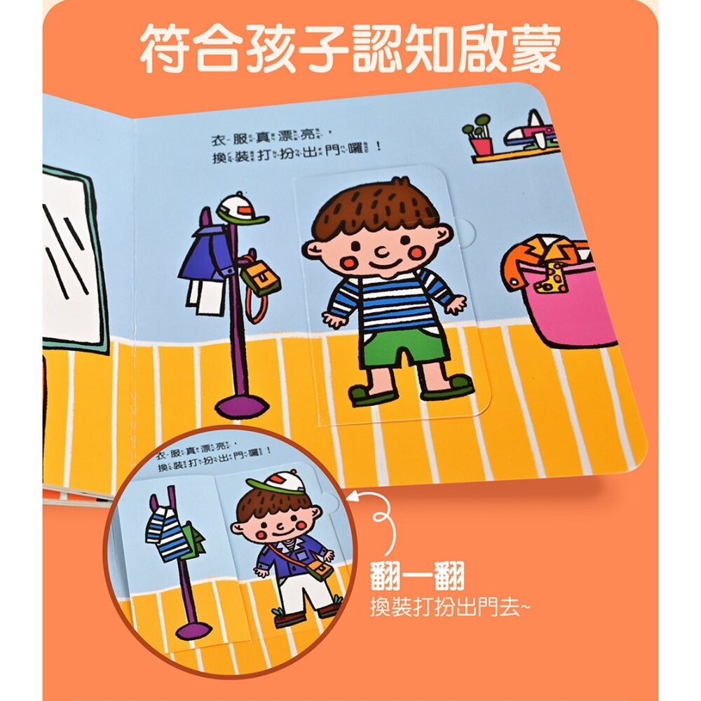 媽媽買 第一本認知推拉轉 風車寶貝 FOOD超人 機關書 厚紙書-圖片-3