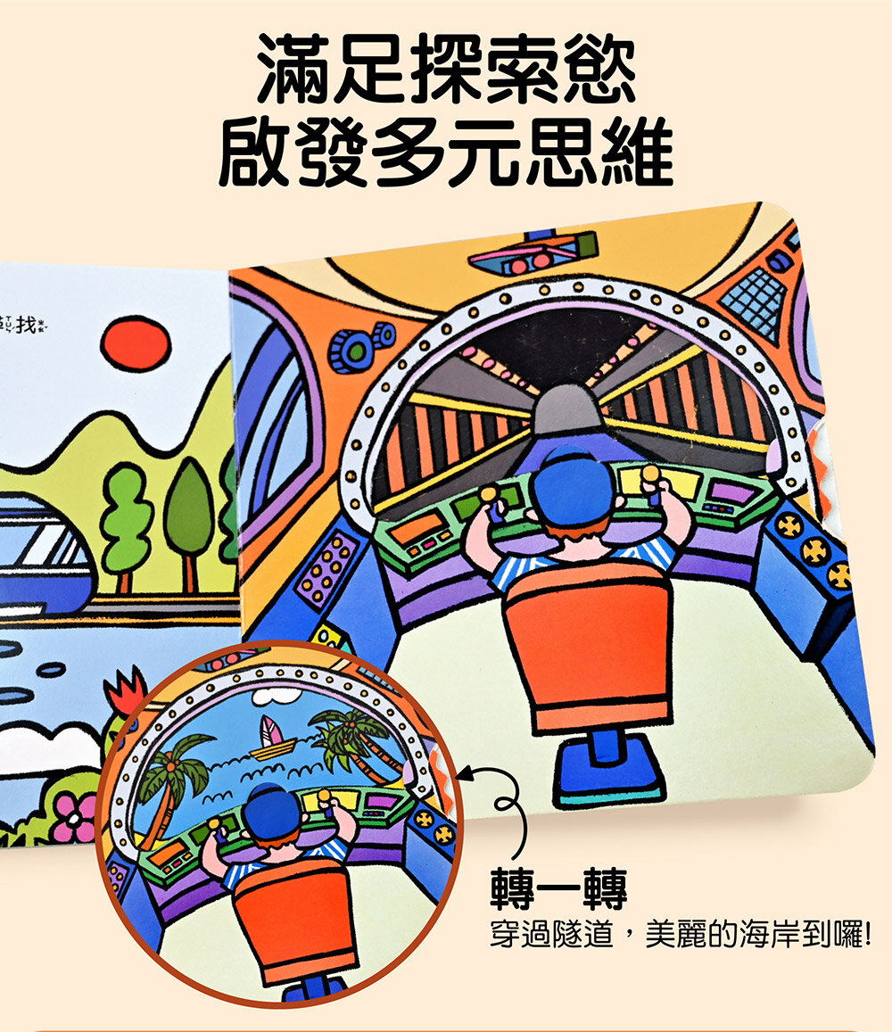 媽媽買 第一本認知推拉轉 風車寶貝 FOOD超人 機關書 厚紙書-圖片-7