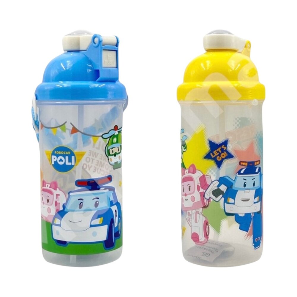 媽媽買 波力 汪汪隊 KT 史努比 角落小夥伴 角落生物 粉紅豬小妹 佩佩豬 水壺 彈蓋 吸管水壺 500ml 附背帶-圖片-2