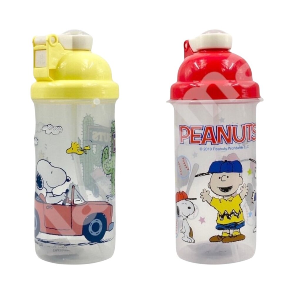 媽媽買 波力 汪汪隊 KT 史努比 角落小夥伴 角落生物 粉紅豬小妹 佩佩豬 水壺 彈蓋 吸管水壺 500ml 附背帶-圖片-3