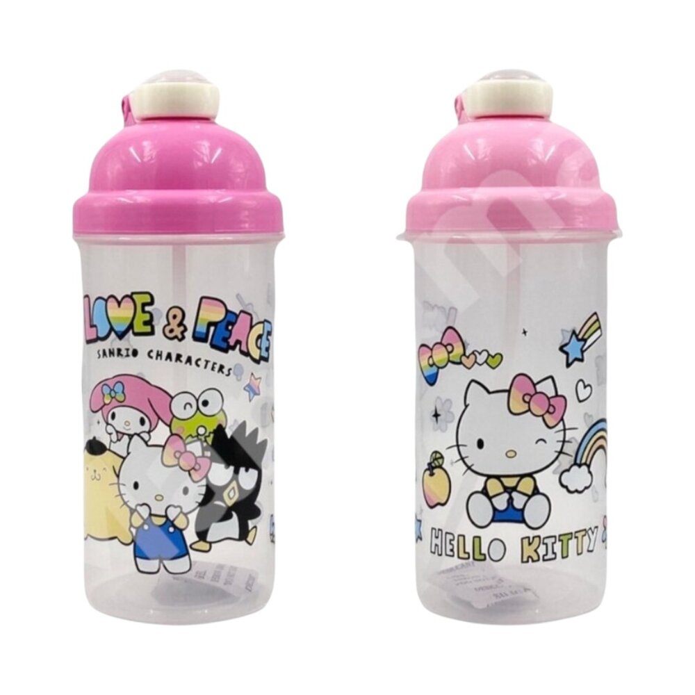 媽媽買 波力 汪汪隊 KT 史努比 角落小夥伴 角落生物 粉紅豬小妹 佩佩豬 水壺 彈蓋 吸管水壺 500ml 附背帶-圖片-6