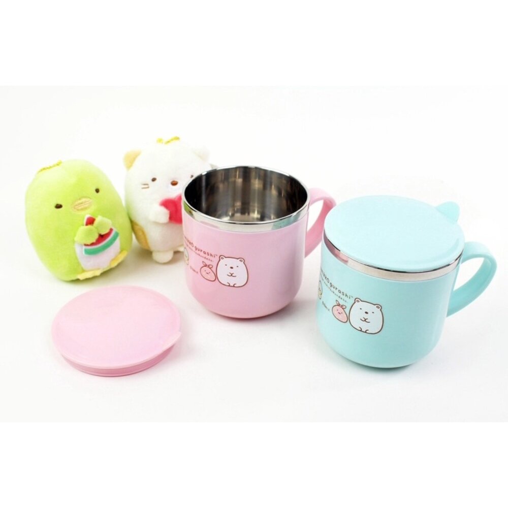 媽媽買 角落生物 角落小夥伴 兒童單手柄杯(附上蓋) 不鏽鋼水杯 兒童水杯-圖片-1