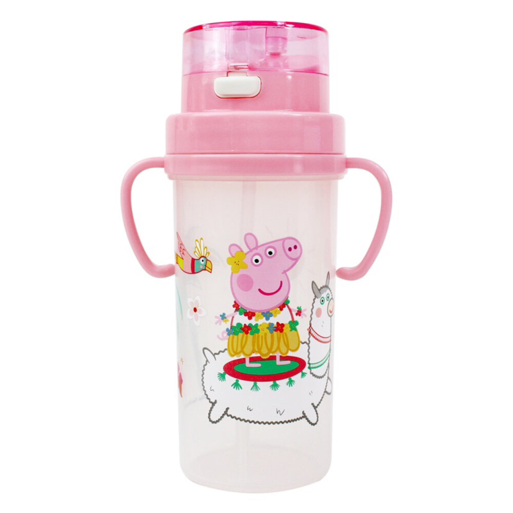 媽媽買 汪汪隊立大功 佩佩豬 麵包超人 巧虎 兩用式多功能水壺 附背帶 雙手把水壺 雙把手 吸管水壺(370ml)-圖片-7