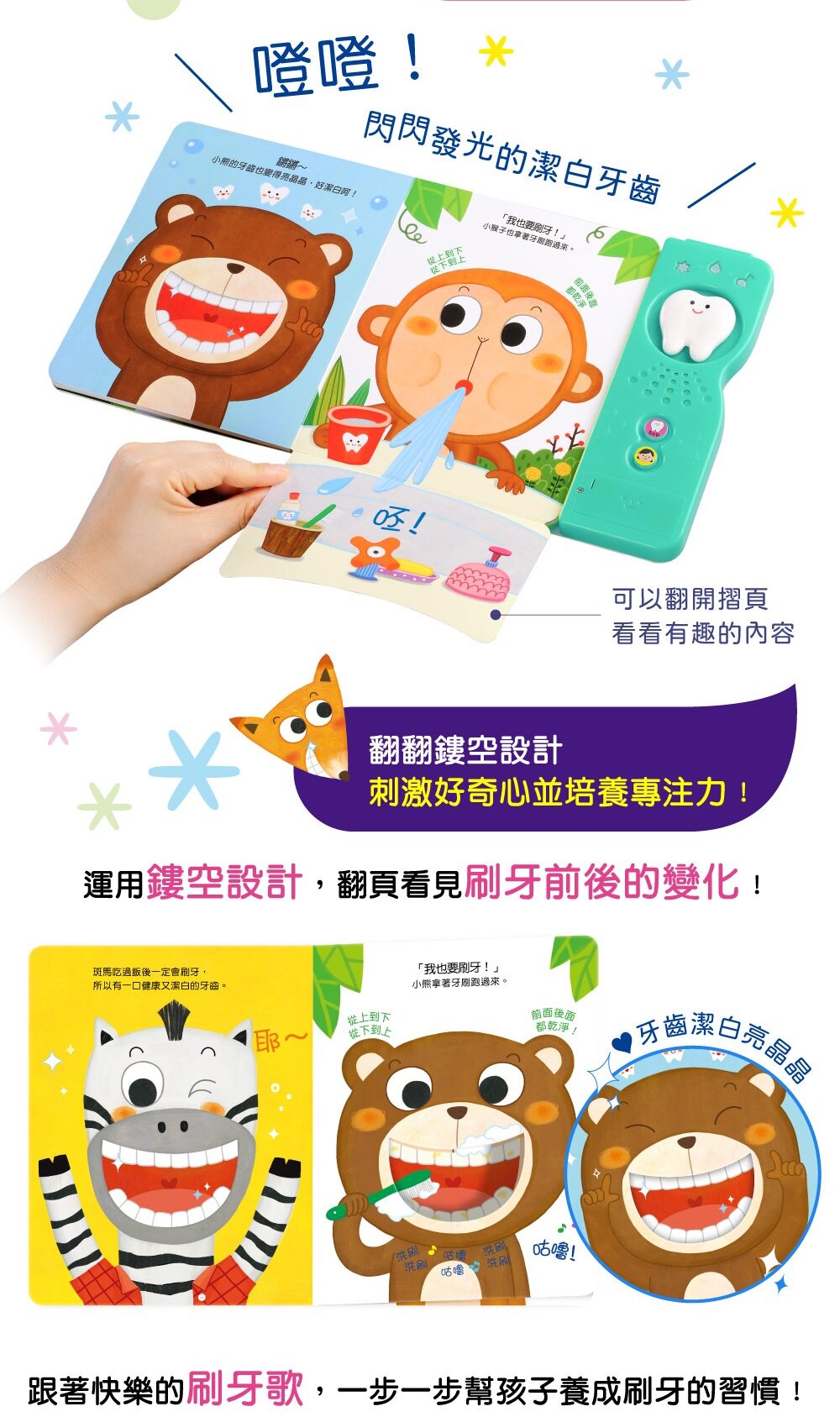 媽媽買 洗刷洗刷咕嚕咕嚕 華碩文化 生活自理 有聲書 繪本 童話 親子教養 厚紙書-圖片-5