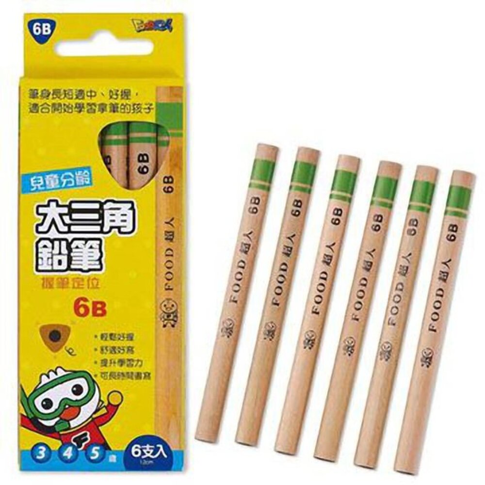 媽媽買 鉛筆 學齡前鉛筆 大三角鉛筆 分齡鉛筆 椴木鉛筆 2B 4B 6B FOOD超人 風車-圖片-3