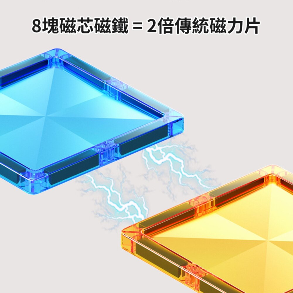 媽媽買 彩鑽磁力片 磁力片玩具 兒童磁性積木 磁性建構玩具 大尺寸磁力片 高磁力拼片-圖片-7