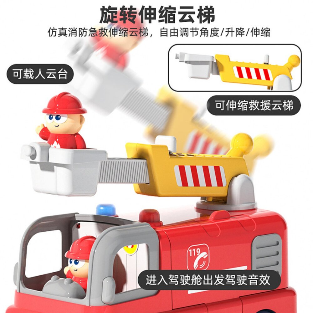 媽媽買 消防車玩具 救護車玩具 兒童救援車 聲光消防車 醫護救援玩具 親子互動玩具 幼兒角色扮演-圖片-1