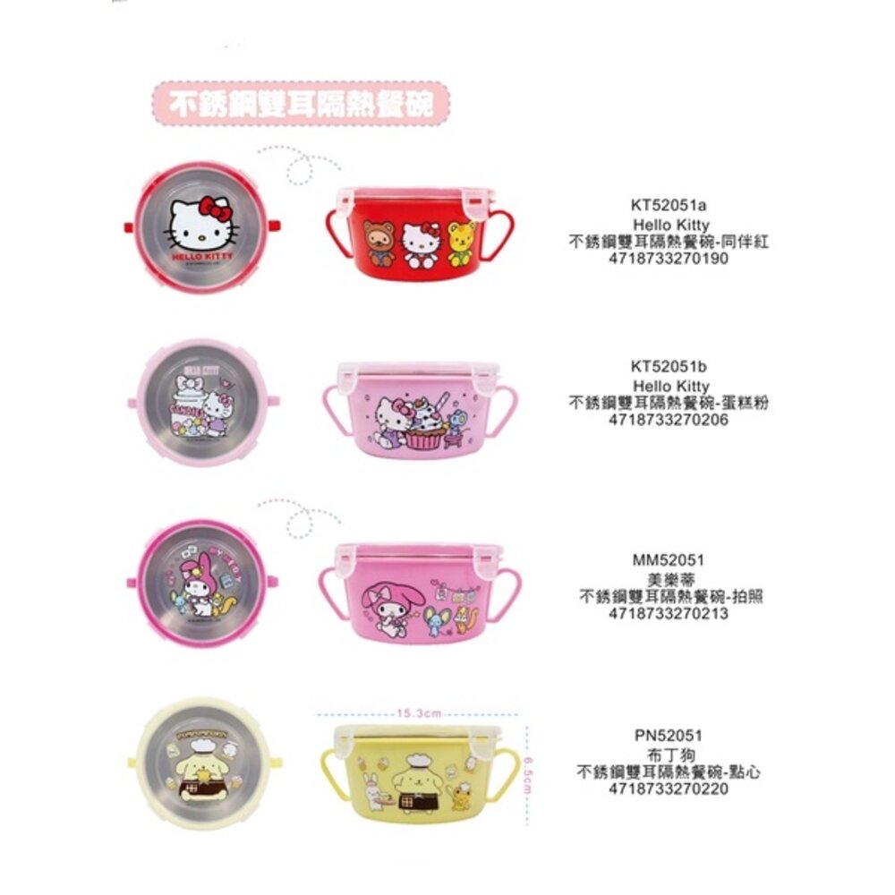 媽媽買 不鏽鋼隔熱餐碗 雙耳碗 幼稚園餐碗 巧虎 角落 佩佩豬 汪汪隊 KT 美樂蒂 酷洛米 迪士尼 貓福 吉伊卡哇-圖片-4