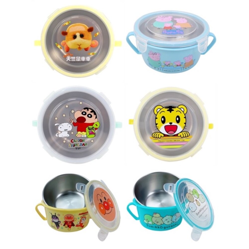 001153-媽媽買 不鏽鋼隔熱餐碗  雙耳碗 幼稚園餐碗 巧虎 角落  佩佩豬 汪汪隊 KT 美樂蒂 酷洛米 迪士尼 貓福 吉伊卡哇