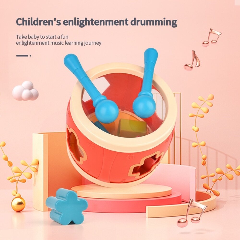 多功能趣味鼓 形狀配對認知玩具 音樂啟蒙 手眼協調訓練 益智早教玩具 3歲以上-圖片-2