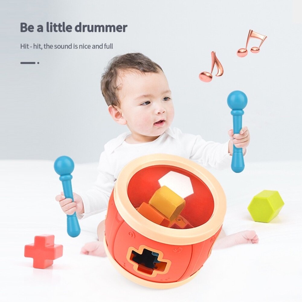 多功能趣味鼓 形狀配對認知玩具 音樂啟蒙 手眼協調訓練 益智早教玩具 3歲以上-圖片-3