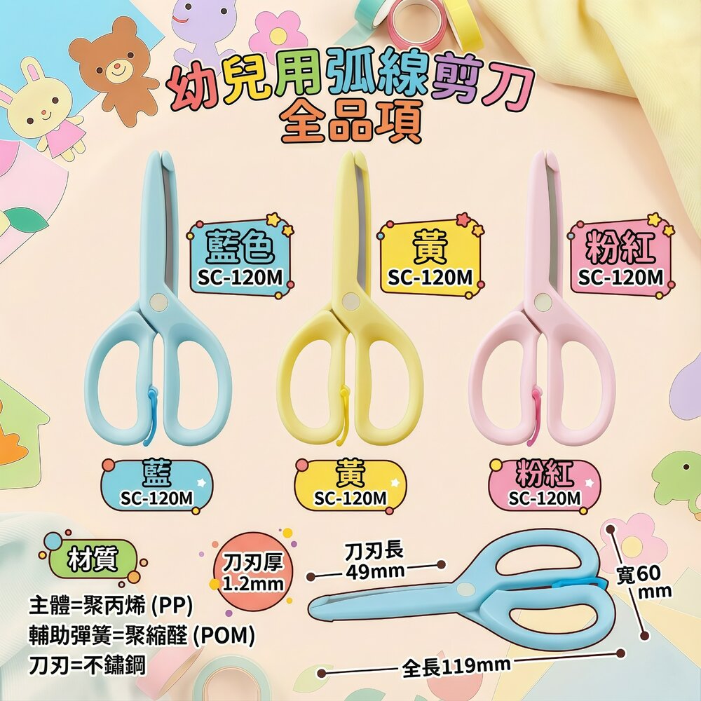 媽媽買 PLUS 幼兒安全剪刀 弧線刀刃 樹脂包覆 輔助彈簧 兒童剪刀 幼童剪紙 剪刀 2歲以上-圖片-4