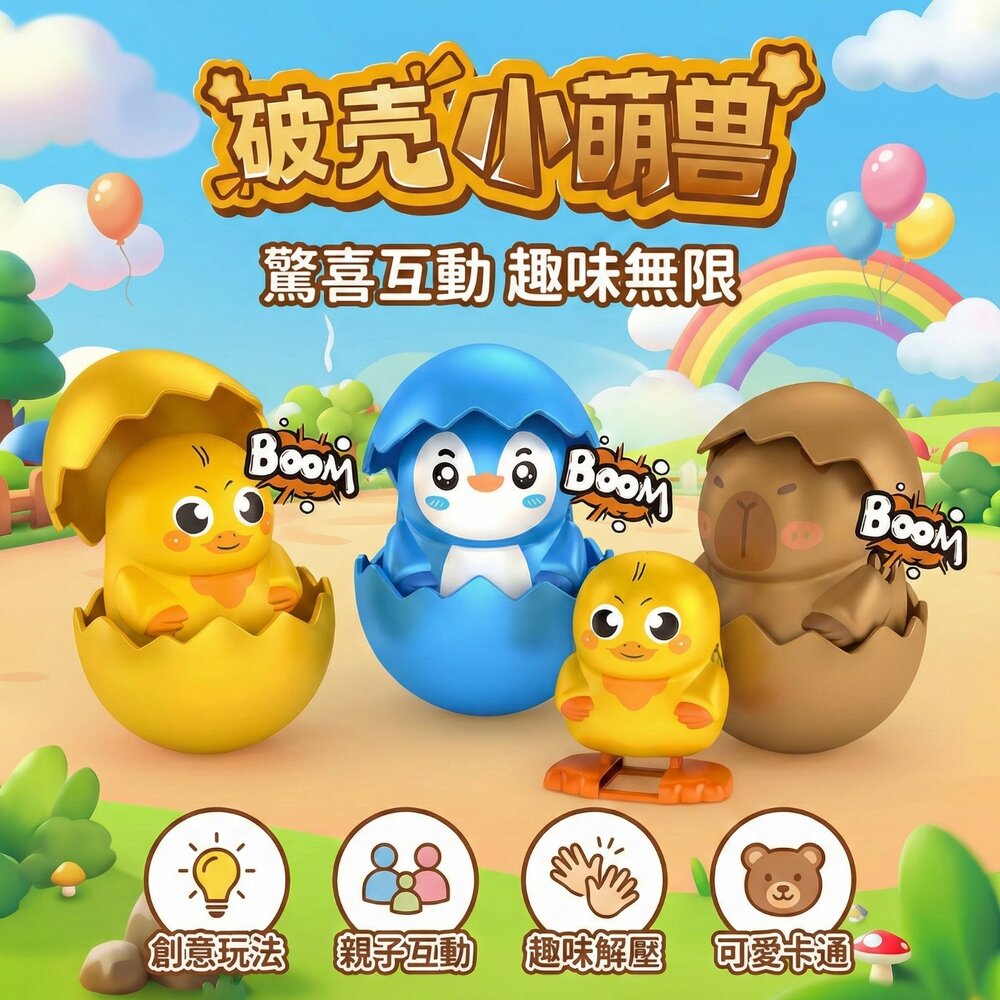 260118145918-破殼小萌獸 扭蛋玩具 任選款 企鵝小鴨水豚 驚喜彈出 潮玩公仔 兒童玩具 台灣現貨