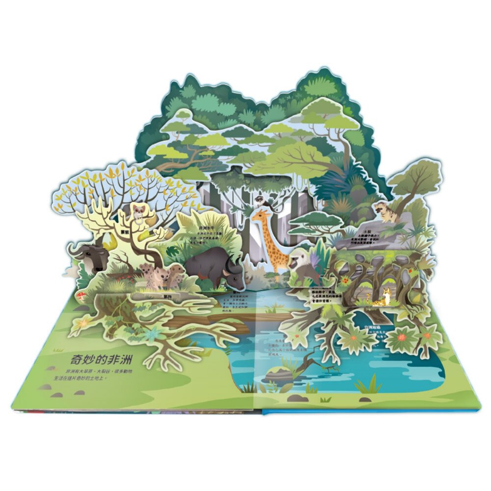 神奇的動物百科立體翻翻書 風車圖書 80+互動機關 推拉翻轉3D立體書 動物百科 幼兒啟蒙 親子共讀-圖片-3