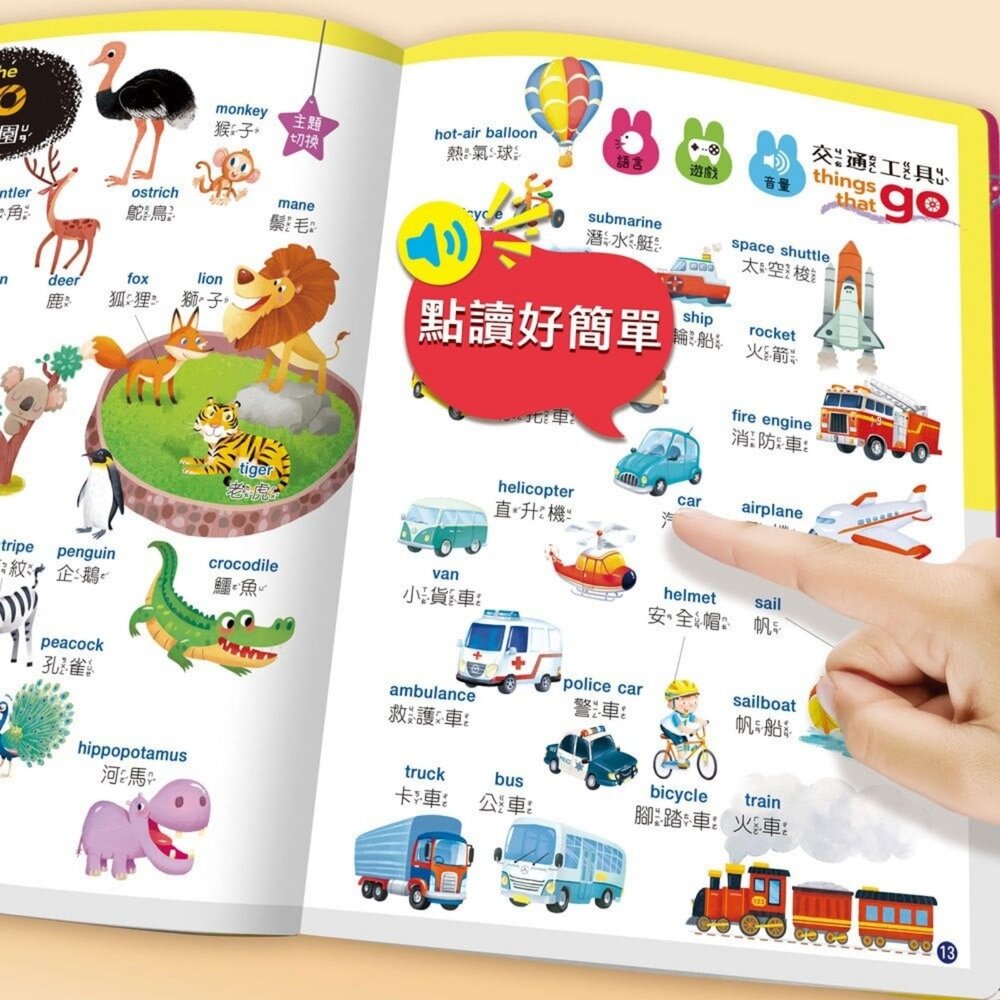 忍者兔有聲點讀書 手指按按學習書 中英台語單字 童話故事互動書 兒童語言啟蒙 找一找遊戲 有聲書-圖片-2