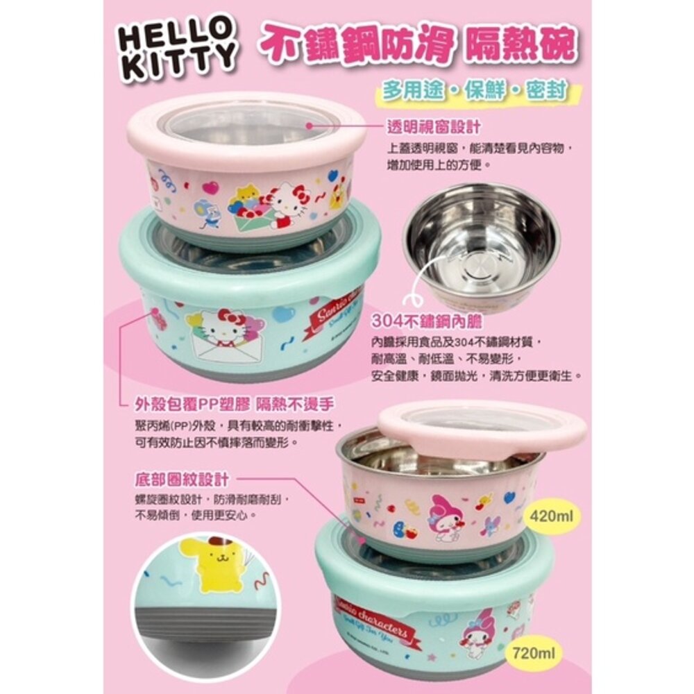 媽媽買 不鏽鋼防滑碗 兒童餐碗 史努比 角落 巧虎 佩佩豬 汪汪隊 KT 布丁狗 波力 安寶 POLI 迪士尼 貓福珊迪-圖片-2