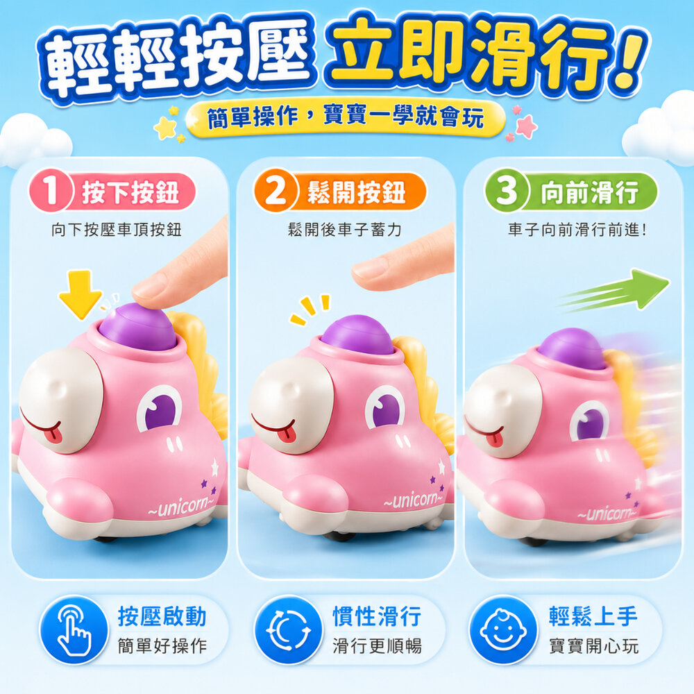 幼兒按壓滑行車 動物慣性車 可愛小車玩具 兒童按壓車 寶寶滑行車 動物小汽車 ABS安全材質 多款萌寵玩具-圖片-1