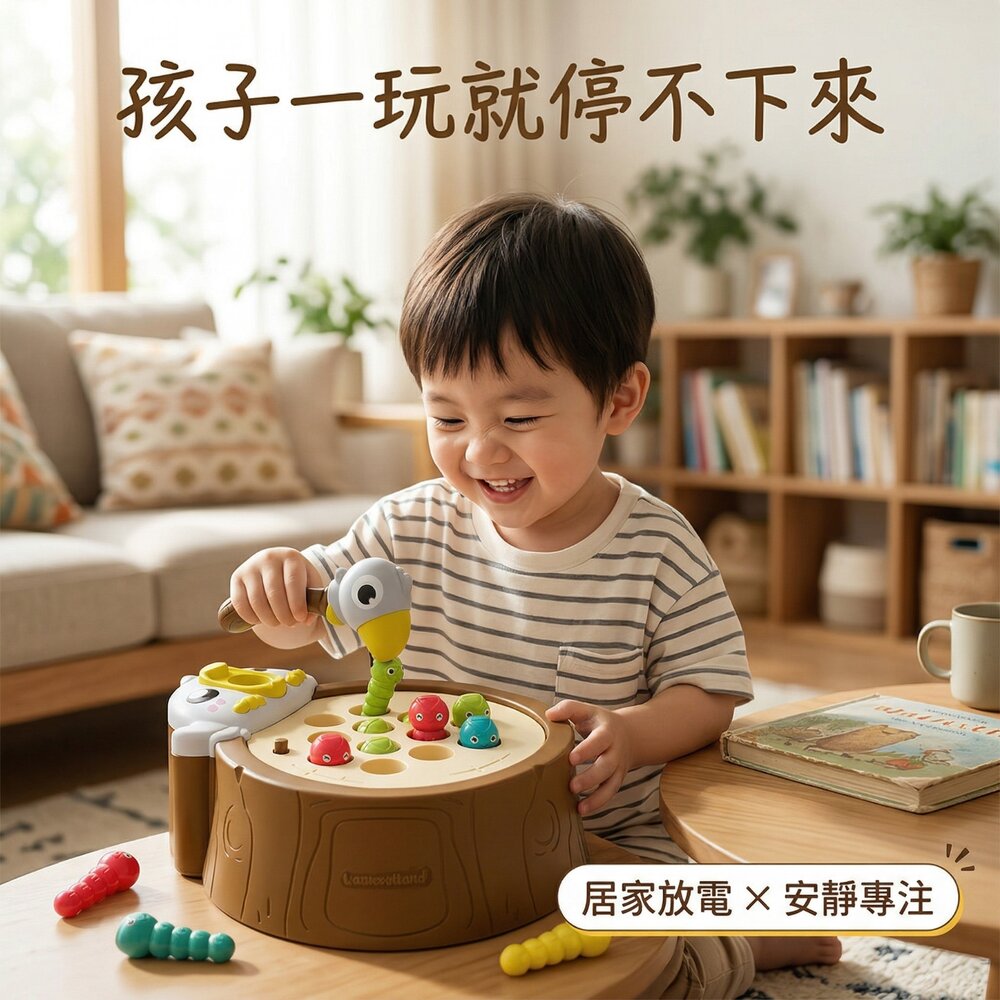 台灣現貨 磁力抓蟲玩具 兒童益智早教 手眼協調訓練 音樂互動桌遊 親子遊戲 收納設計 大顆粒安全不誤食 1-3歲啟蒙玩具-圖片-4