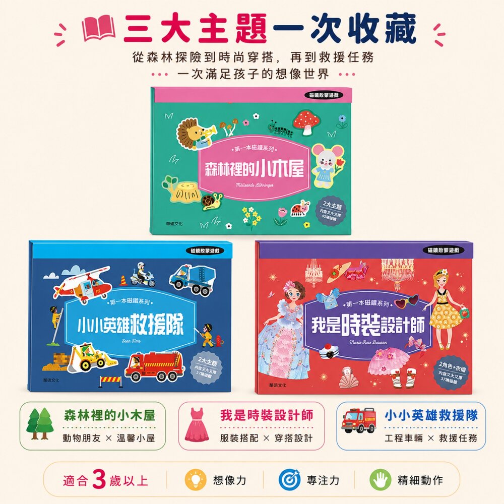 第一本磁鐵系列 華碩文化 磁鐵遊戲書 幼兒磁鐵書 磁鐵貼貼書 專注力玩具 外出玩具 角色扮演玩具 3歲以上 台灣現貨-圖片-4