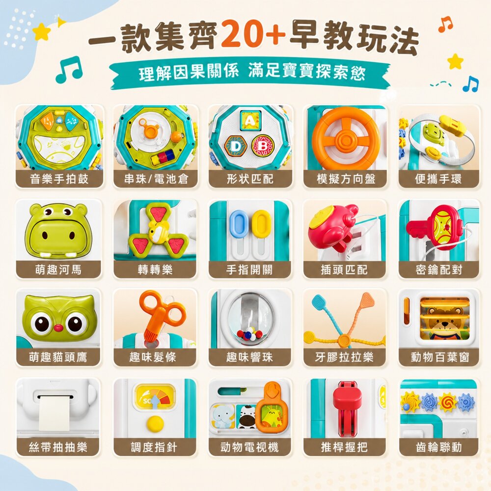 十一面互動手拍鼓 20種互動玩法 聲光音樂 益智感統玩具 雙面翻轉 嬰幼兒早教玩具 台灣現貨-圖片-4