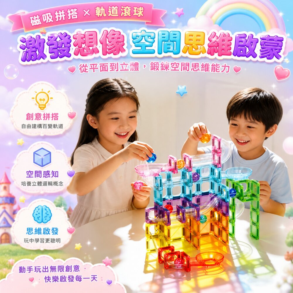 管道迷你磁力片 迷你磁力片 滾珠軌道 磁力積木 磁鐵積木 滾珠磁力片 磁性積木 兒童益智玩具 拼搭積木 3歲玩具-圖片-1