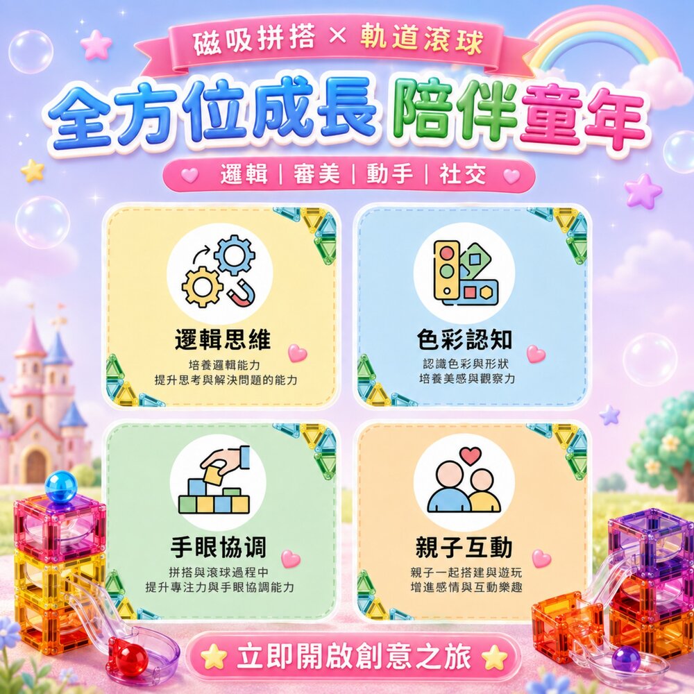 管道迷你磁力片 迷你磁力片 滾珠軌道 磁力積木 磁鐵積木 滾珠磁力片 磁性積木 兒童益智玩具 拼搭積木 3歲玩具-圖片-3