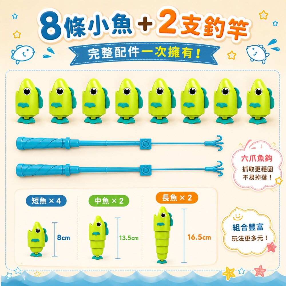 釣魚玩具 兒童釣魚玩具 伸縮魚玩具 釣魚大作戰 釣魚遊戲 雙人對戰 親子互動 益智玩具 手眼協調 桌遊-圖片-5