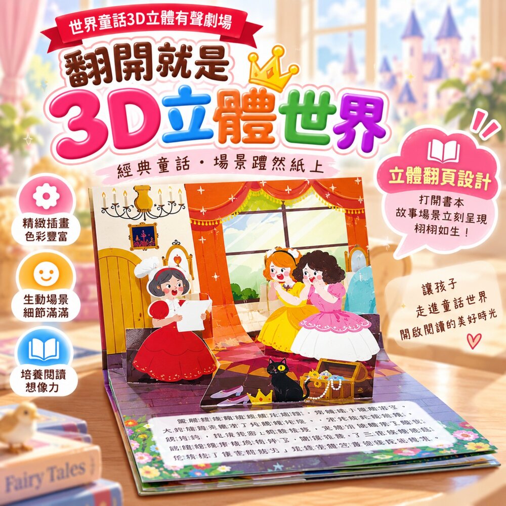 世界童話3D立體有聲劇場 幼福 3D立體書 童話故事書 有聲書 QR Code 全文注音 兒童繪本 親子共讀-圖片-1