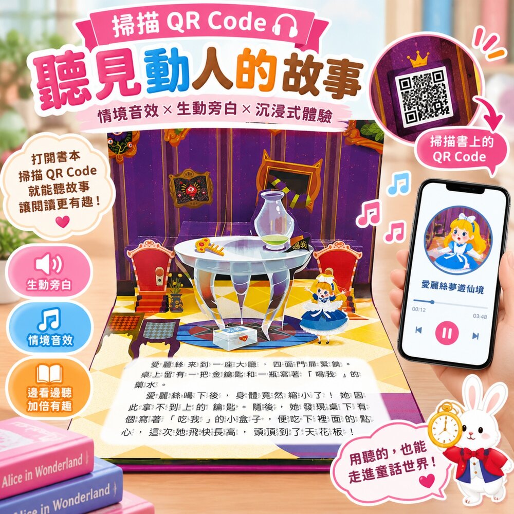 世界童話3D立體有聲劇場 幼福 3D立體書 童話故事書 有聲書 QR Code 全文注音 兒童繪本 親子共讀-圖片-2