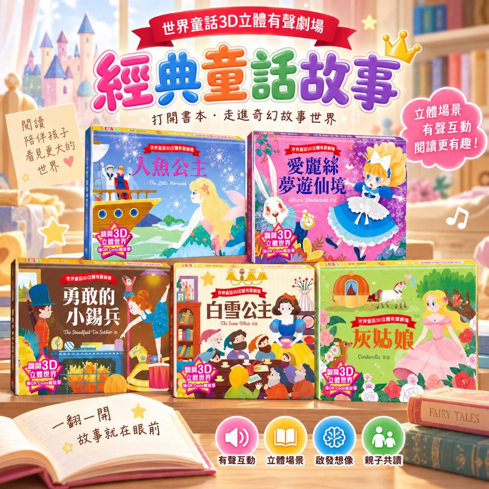 260915135845-世界童話3D立體有聲劇場 幼福 3D立體書 童話故事書 有聲書 QR Code 全文注音 兒童繪本 親子共讀