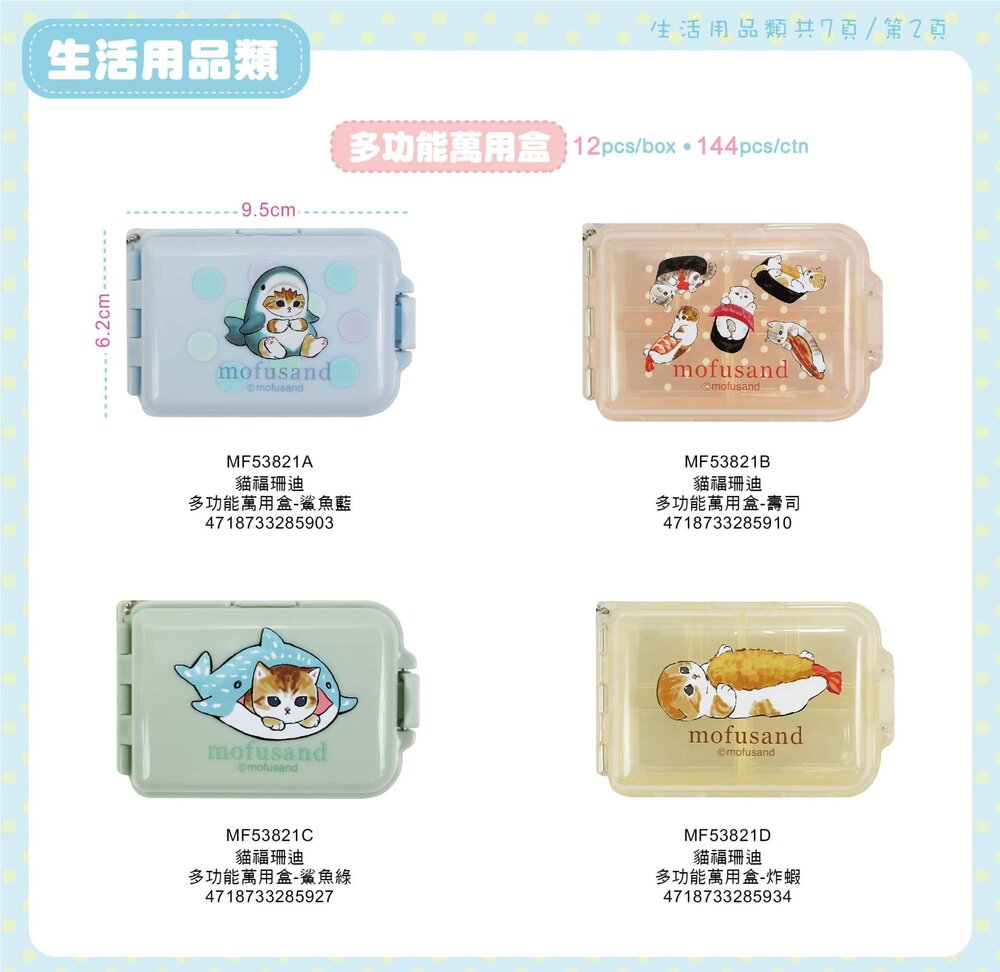 媽媽買 蠟筆小新 貓福珊迪 角落小夥伴 卡娜赫拉 角落生物 多功能萬用盒 藥盒 收納盒 (雙開蓋/七格)-圖片-7