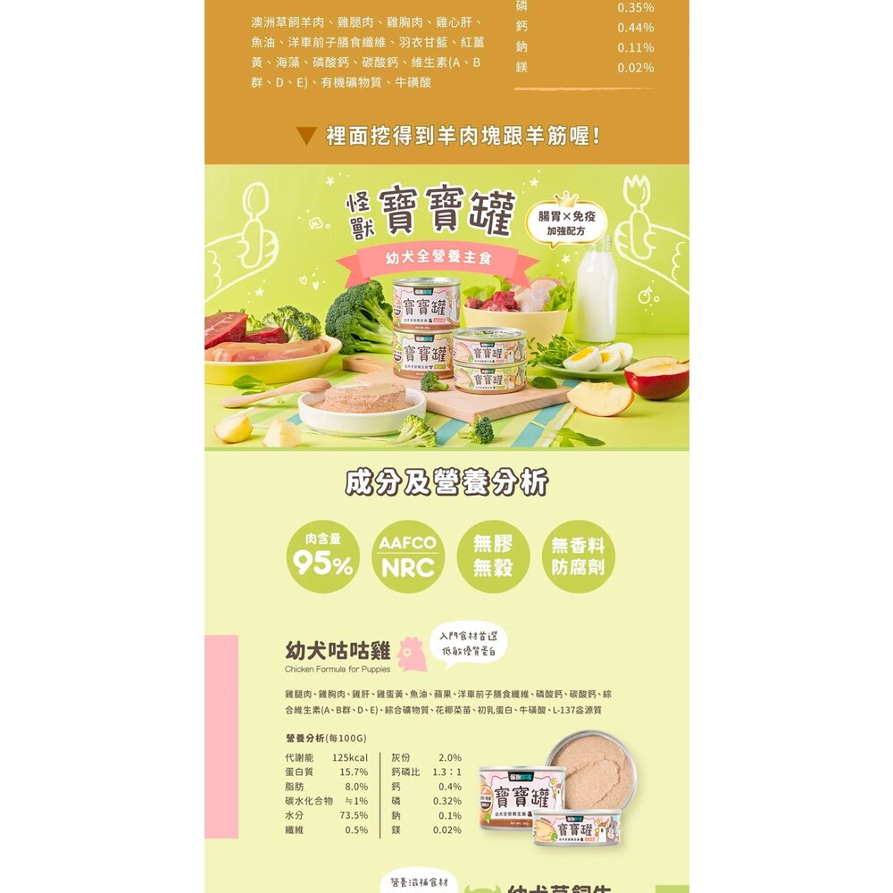 怪獸部落 犬族主食罐 狗主食 1種肉 2種肉 寶寶罐 機能罐 佛跳牆 副食館 鮮肉煲 狗主食罐 狗罐頭毛掌櫃寵物店-圖片-8