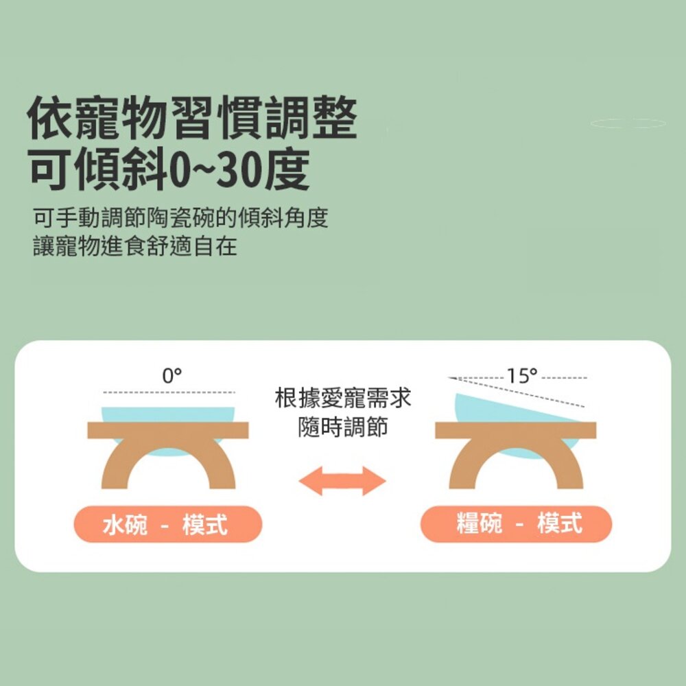 BOWL 圓弧形斜口碗木架 寵物碗 雙碗 碗架 碗居家用品毛掌櫃寵物店-圖片-2