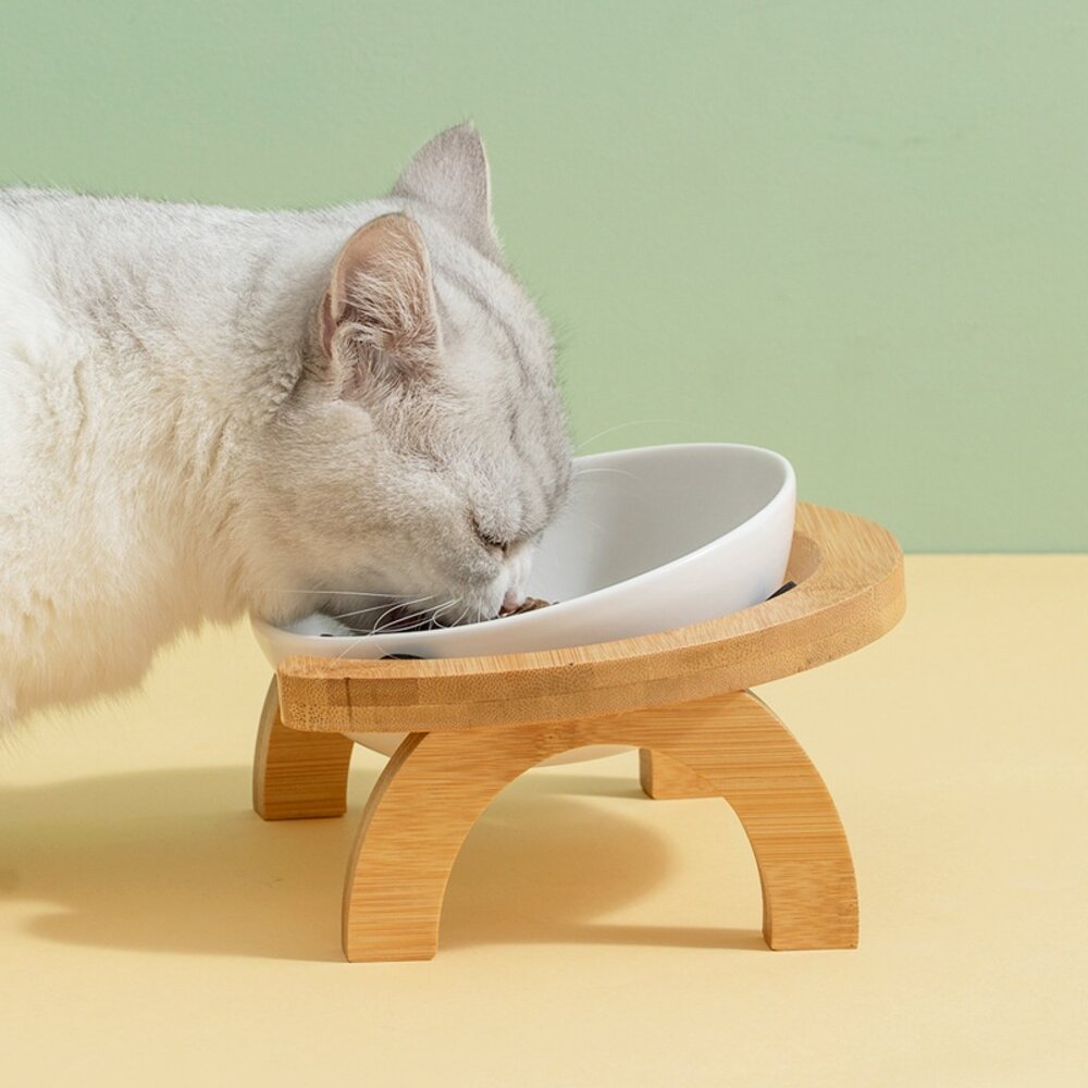 13391787262-BOWL 圓弧形斜口碗木架 寵物碗 雙碗 碗架 碗居家用品毛掌櫃寵物店