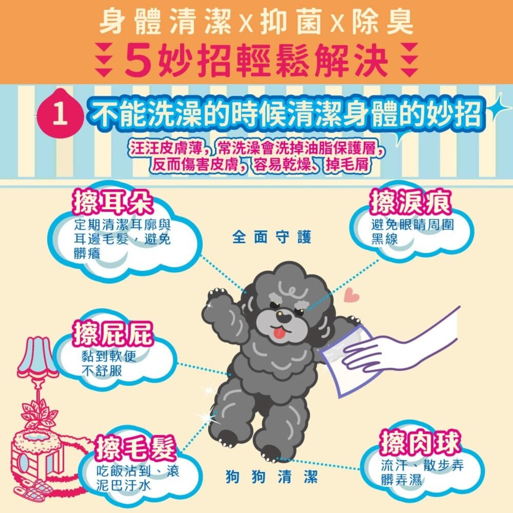 臭味滾 寵物濕紙巾 狗狗濕紙巾 貓咪濕紙巾 臭味滾濕紙巾 狗濕紙巾 貓濕紙巾 動物濕紙巾 除臭抗菌毛掌櫃寵物店-圖片-3