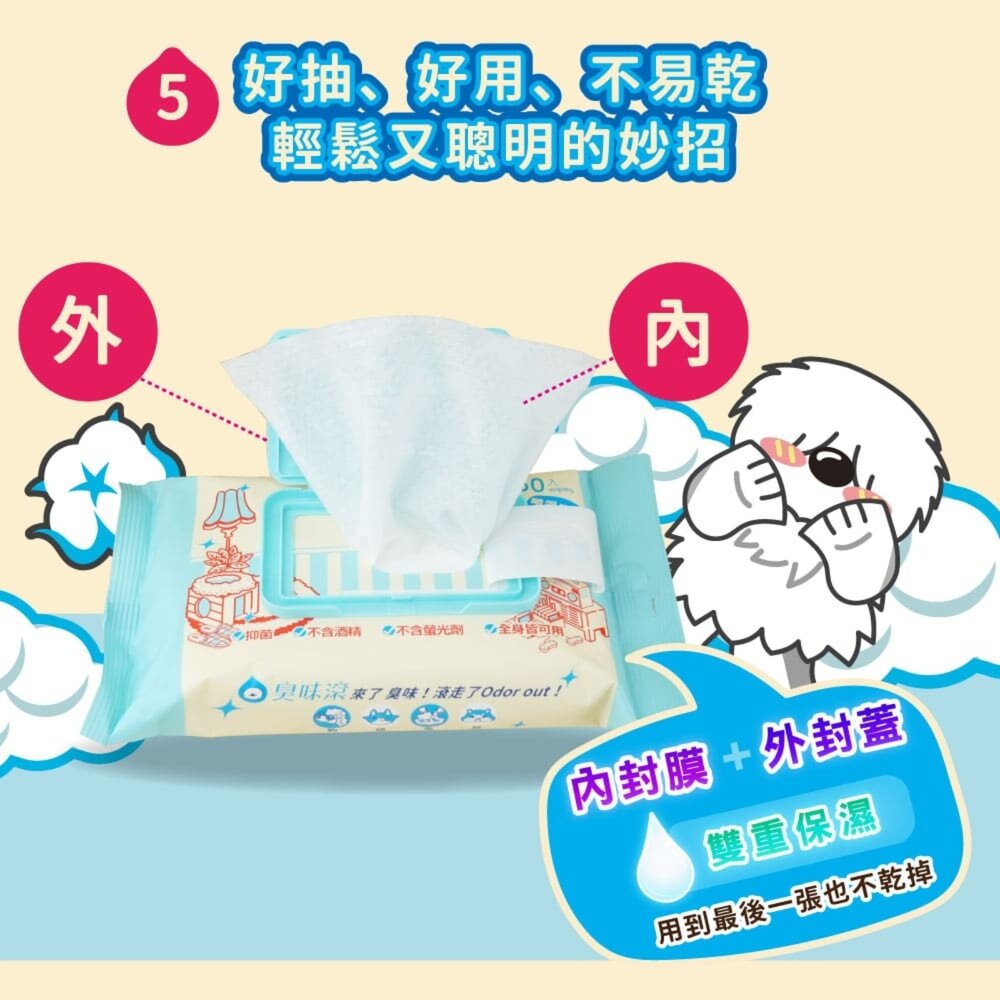 臭味滾 寵物濕紙巾 狗狗濕紙巾 貓咪濕紙巾 臭味滾濕紙巾 狗濕紙巾 貓濕紙巾 動物濕紙巾 除臭抗菌毛掌櫃寵物店-圖片-7