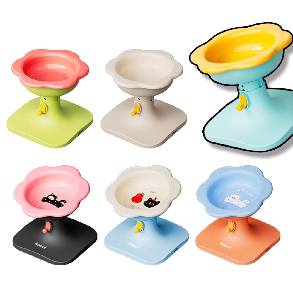 20384541070-KEEVII 可調節式花朵碗 寵物碗 陶瓷碗 升降碗 增高碗 居家用品毛掌櫃寵物店