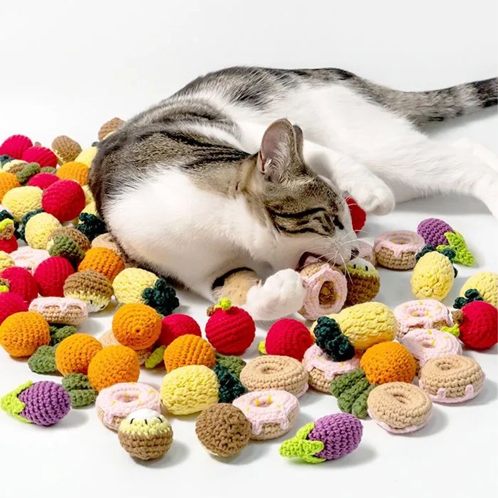 20562122671-汪喵星球 鉤針貓草包 貓草玩具 貓薄荷 貓咪 逗貓 水果 貓玩具毛掌櫃寵物店