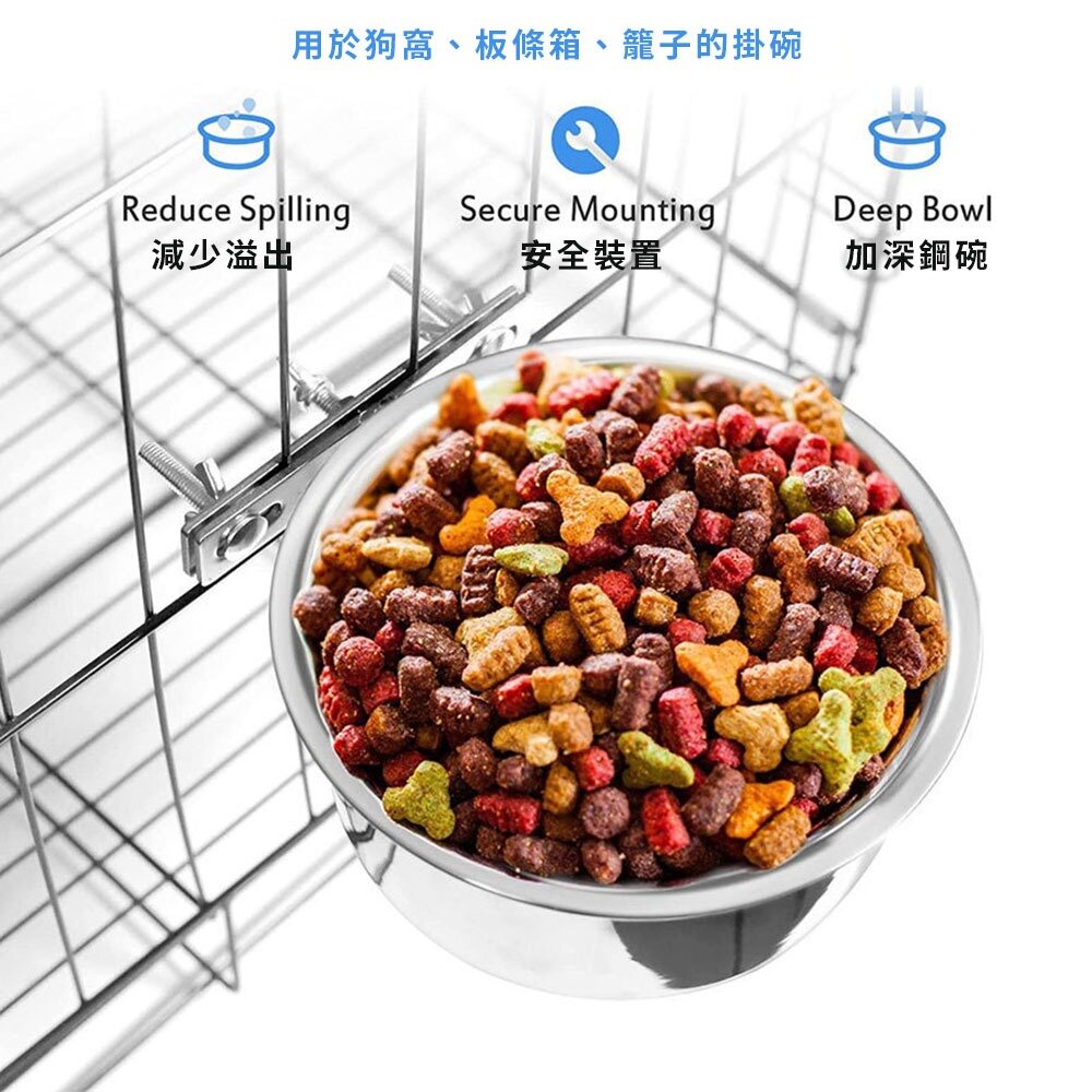 不銹鋼狗碗 白鐵碗 寵物碗 不鏽鋼寵物碗 貓碗 狗碗 籠子碗架 居家用品 餵食碗 水碗 不鏽鋼碗毛掌櫃寵物店-圖片-2