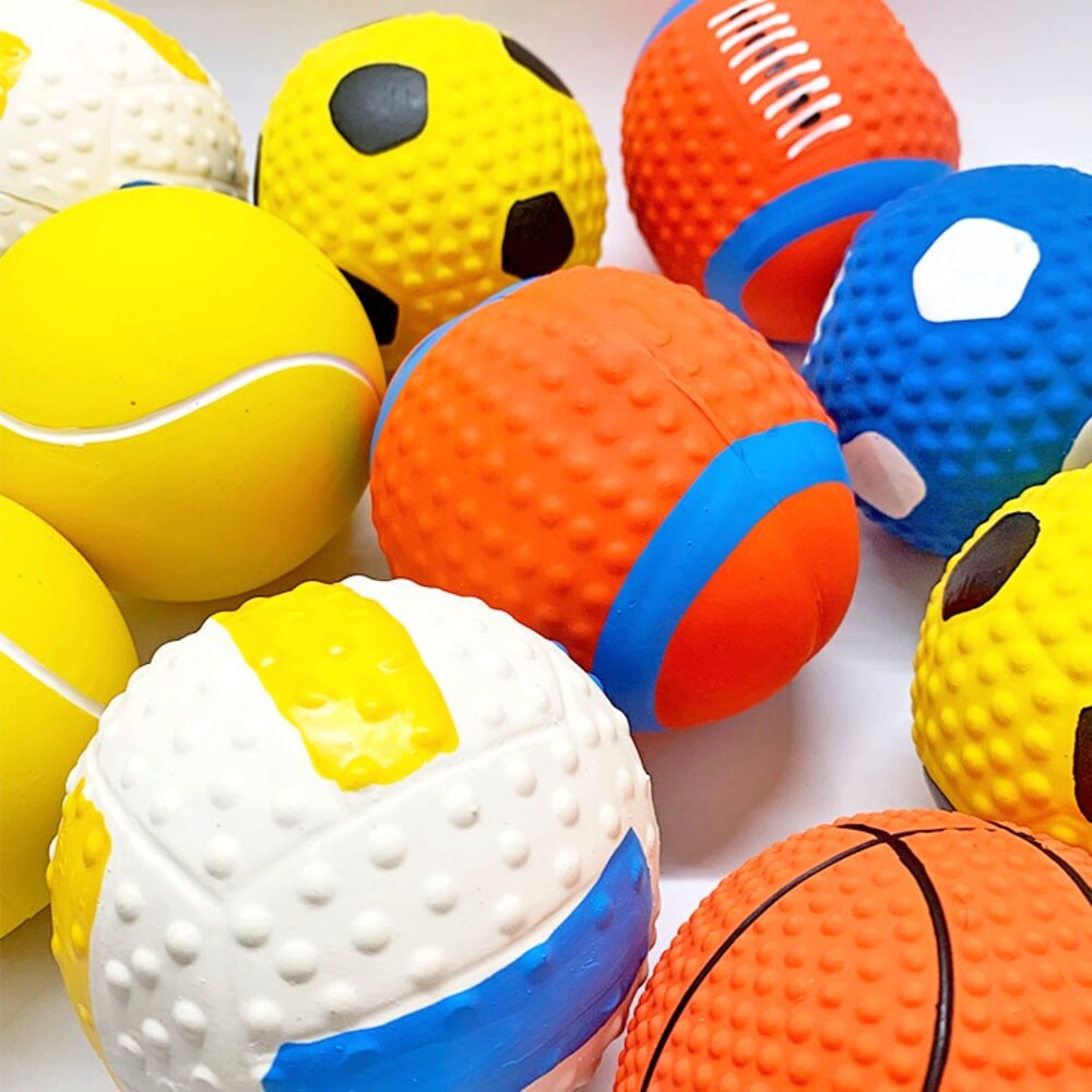 23619245184-BALL乳膠啾啾球 寵物球 玩具球 啾啾球 籃球 橄欖球 排球 網球 發聲球 狗玩具毛掌櫃寵物店