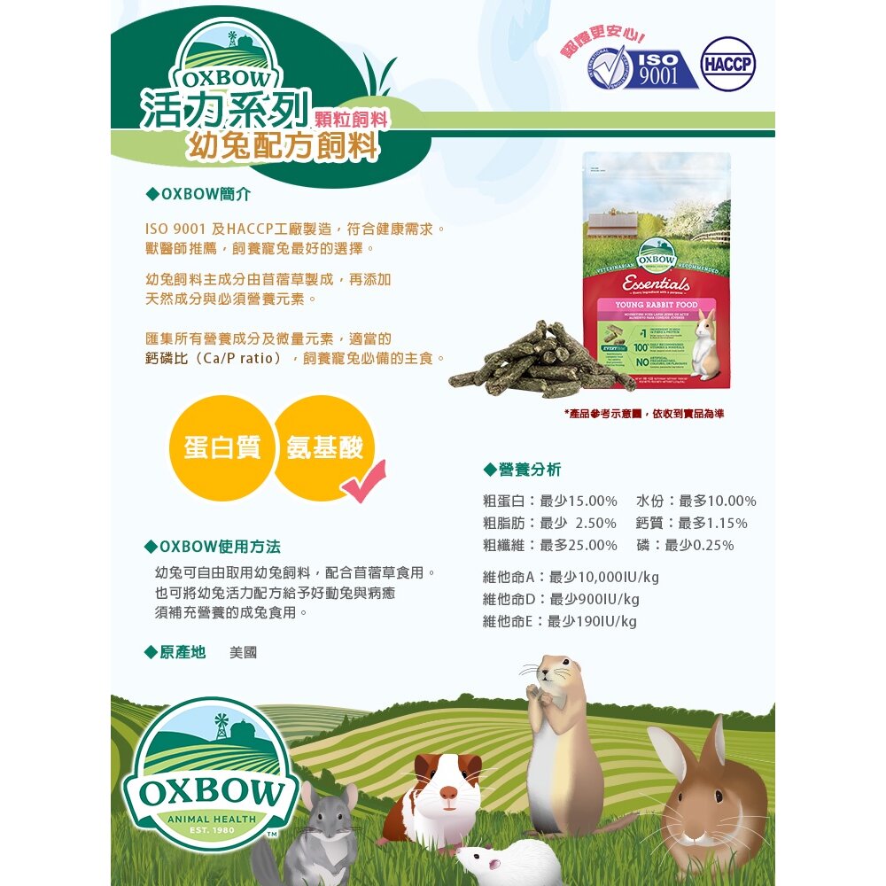美國OXBOW 活力成兔/成天/幼天/倉鼠 /龍貓飼料 天竺鼠飼料 兔子飼料 牧草壓縮飼料毛掌櫃寵物店-圖片-8