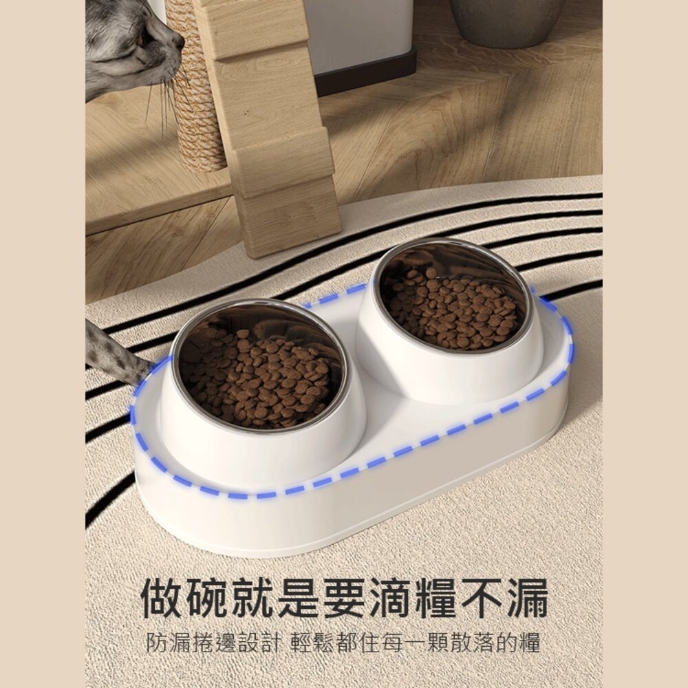 不鏽鋼增高雙碗 寵物陶瓷碗 增高碗 防蟻碗 防溢碗 不銹鋼 防打翻 防溢食 水碗 寵物碗 狗碗 貓咪碗毛掌櫃寵物店-圖片-5