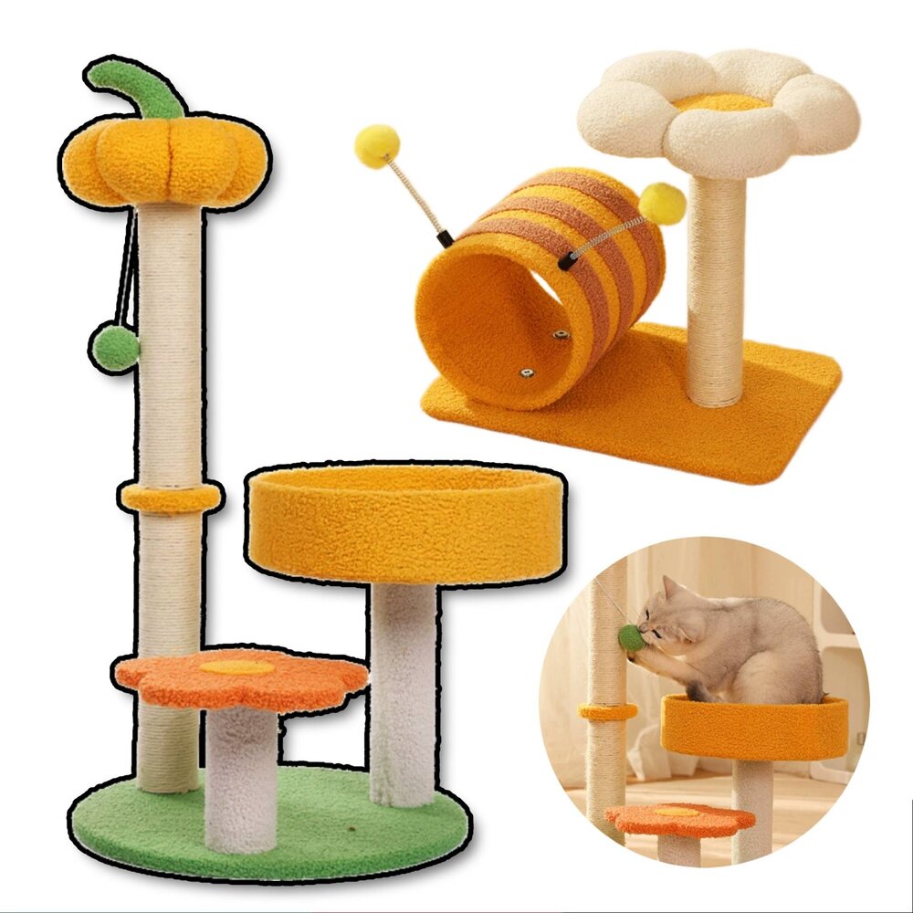 250320231105-花園貓跳台 貓爬架 貓咪跳台 貓抓板 造型貓跳台 貓窩 南瓜貓跳台 蜜蜂貓跳台 卡通貓爬架毛掌櫃寵物店