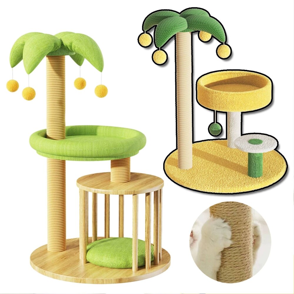 250320231938-椰子樹貓跳台 太空艙貓窩 造型貓跳台 童趣貓跳台 貓爬架 貓抓板 貓咪磨爪架 貓窩 樹屋 逗貓球毛掌櫃寵物店