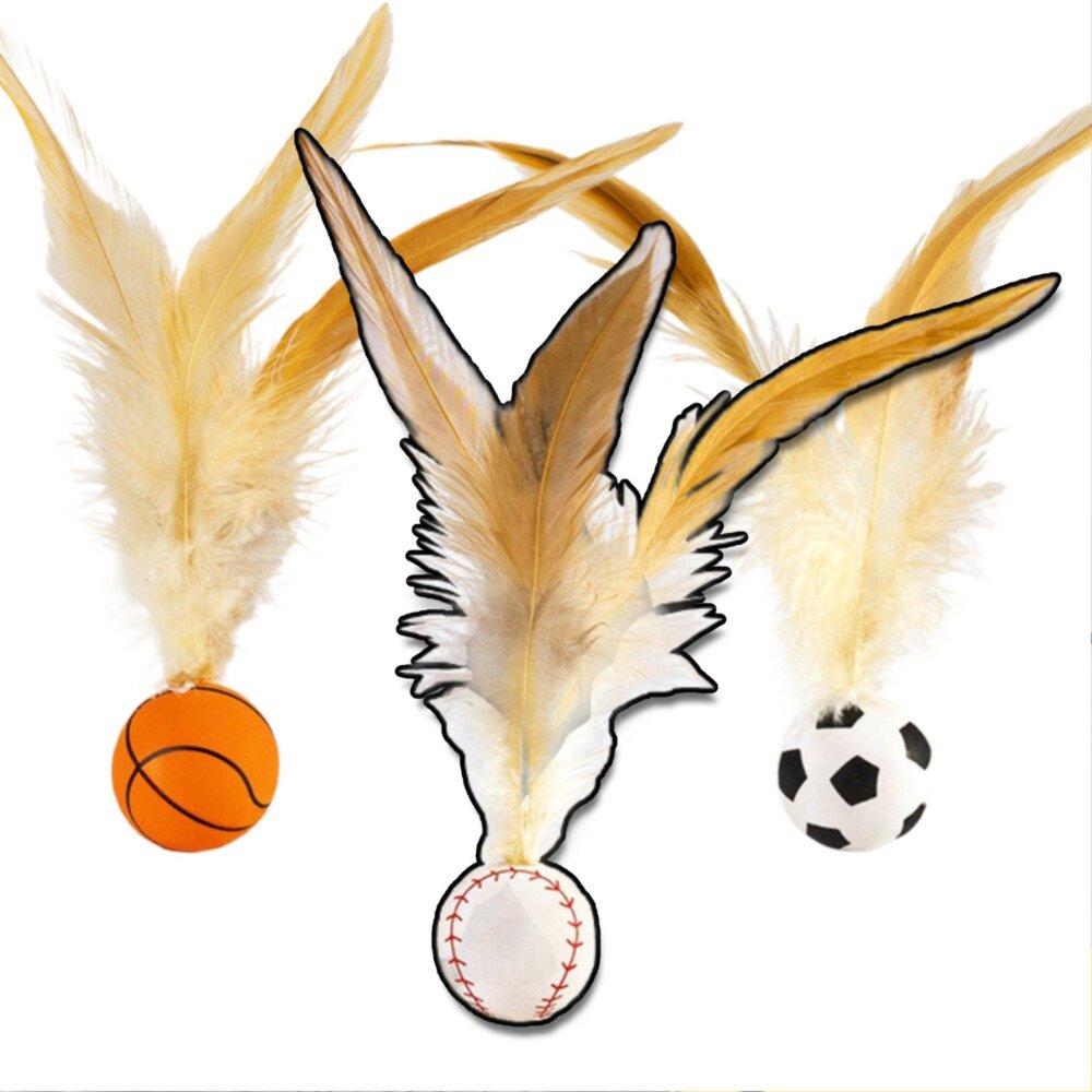 250415224935-貓玩具 彈力雞毛球 寵物玩具 彈跳球玩具 羽毛彈跳球 彈力球 逗貓球 跳跳球 貓咪啃咬玩具毛掌櫃寵物店